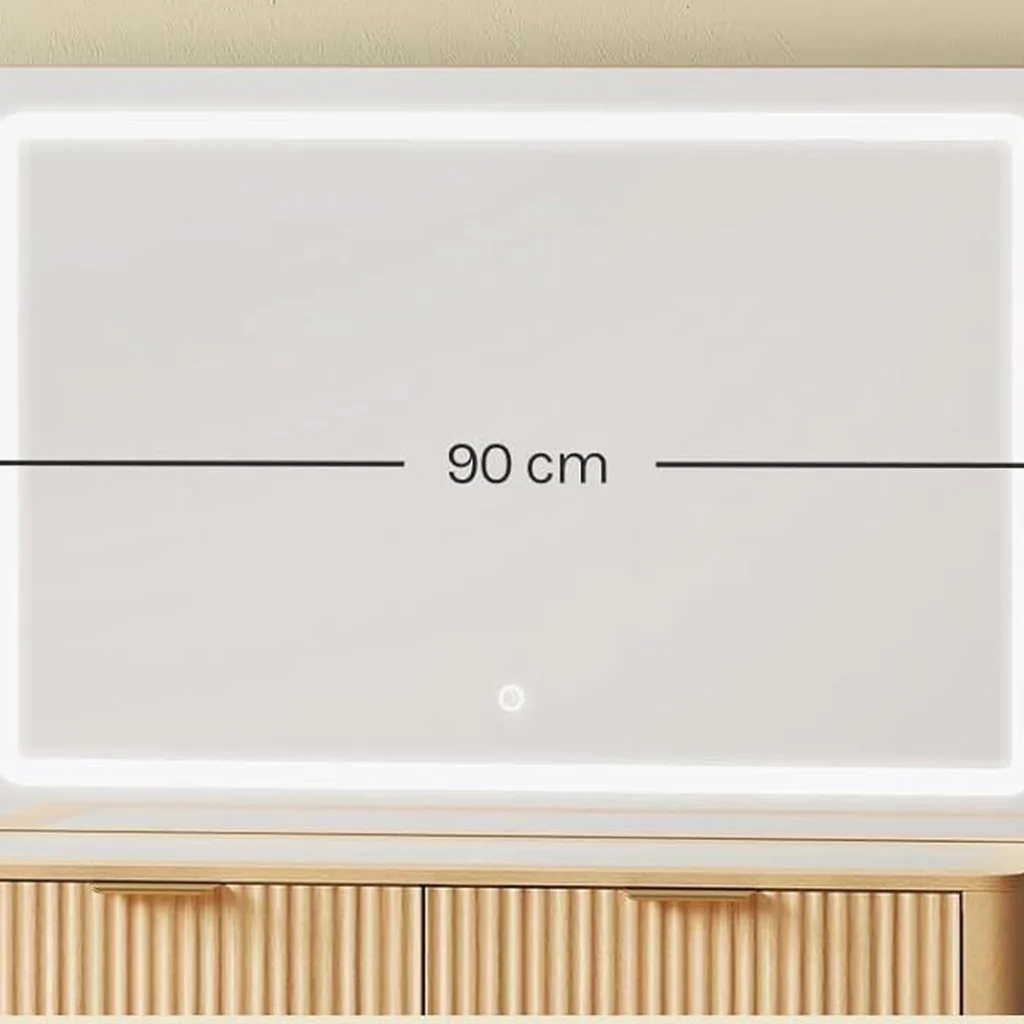El espejo LED de 90 cm de ancho del tocador