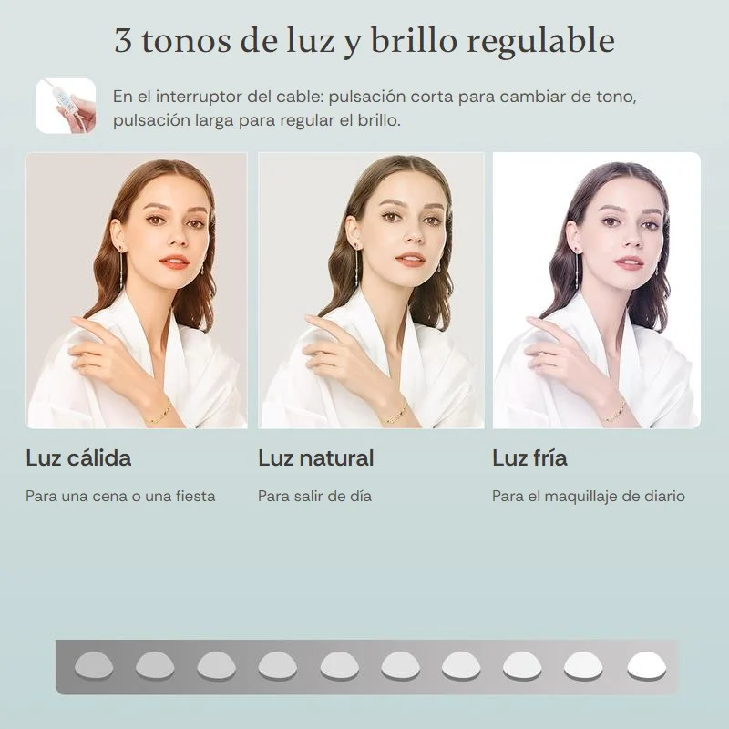 Los 3 tonos de luz del espejo: cálida, natural y fría